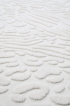 Spruce Beyaz Geometrik Polyester Makine Alan Halısı
