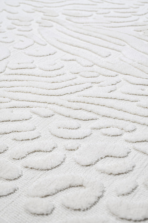 Spruce Beyaz Geometrik Polyester Makine Alan Halısı