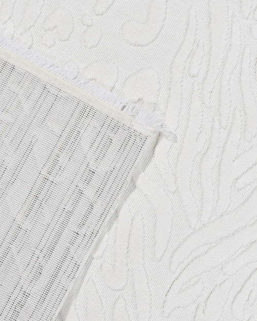 Spruce Beyaz Geometrik Polyester Makine Halısı