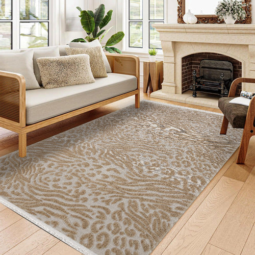 Sunbeam Kahverengi Geometrik Polyester Makine Halısı