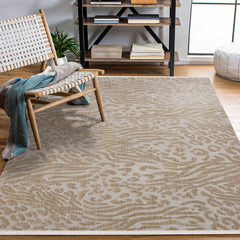 Sunbeam Kahverengi Geometrik Polyester Makine Alan Halısı
