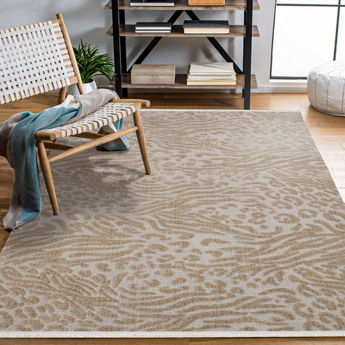 Sunbeam Kahverengi Geometrik Polyester Makine Alan Halısı
