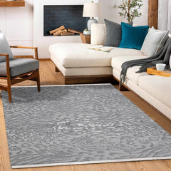 Wicker Gri Geometrik Polyester Makine Alan Halısı