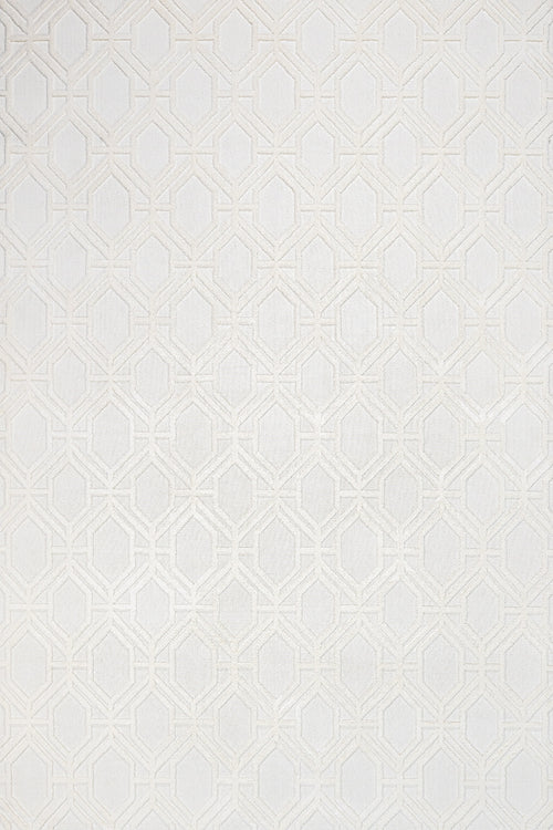 Zephyr Beyaz Geometrik Polyester Makine Halısı