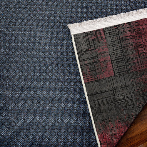 Bordo Modern Etnik Desenli Pamuk Makinada Yıkanabilir Hav Toz Vermez Leke Tutmayan Kaymaz Taban Dijital Makine Baskı Salon Yolluk Mutfak Halı