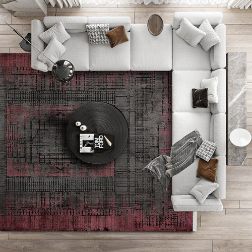 Bordo Modern Etnik Desenli Pamuk Makinada Yıkanabilir Hav Toz Vermez Leke Tutmayan Kaymaz Taban Dijital Makine Baskı Salon Yolluk Mutfak Halı