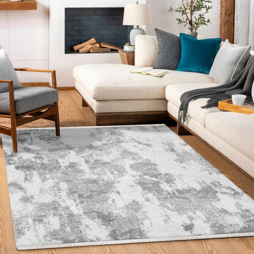 Alanay Gri Modern Bambu Akrilik Makine Halısı