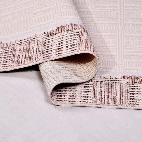 Krem Modern Mikropolyester Makine Halısı