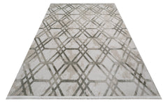 Kassidy Gri Geometrik Bambu Viskon Akrilik MakineHalısı
