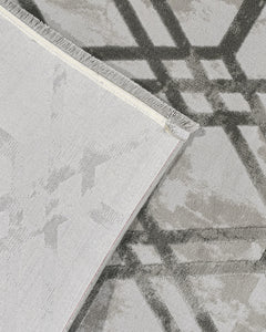 Kassidy Gri Geometrik Bambu Viskon Akrilik MakineHalısı