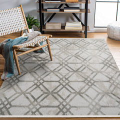 Kassidy Gri Geometrik Bambu Viskon Akrilik MakineHalısı