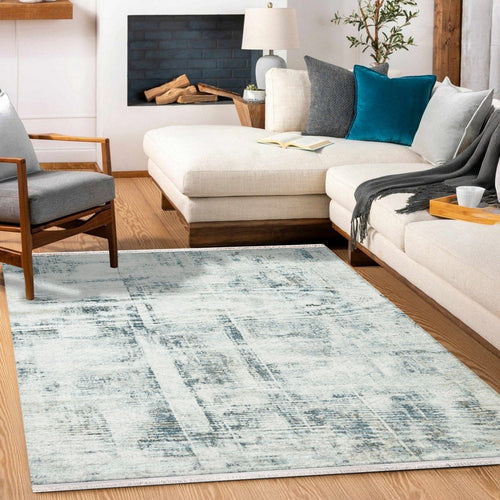 Gri Soyut Modern Etnik Desenli Halı  | Makinada Yıkanabilir | Hav Toz Vermez | Leke Tutmayan | Kaymaz Taban | Dijital Makine Baskı | Salon Yolluk Mutfak Halısı