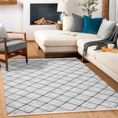 Aspen Gri Geometrik Akrilik Makine Halısı