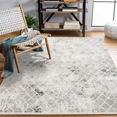 Lila Gri Geometrik Akrilik Makine Halısı