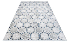 Alaya Gri Geometrik Akrilik Makine Halısı
