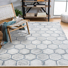 Alaya Gri Geometrik Akrilik Makine Halısı