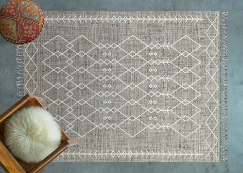 Kahve Etnik Modern Etnik Desenli Halı  | Makinada Yıkanabilir | Hav Toz Vermez | Leke Tutmayan | Kaymaz Taban | Dijital Makine Baskı | Salon Yolluk Mutfak Halısı