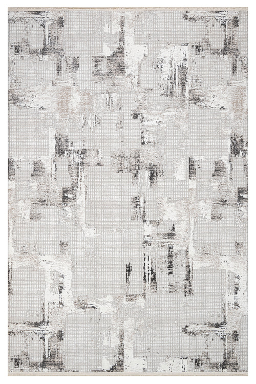 Wynter Gri Beyaz Modern Polyester Makine Halısı