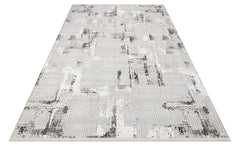 Wynter Gri Beyaz Modern Polyester Makine Halısı