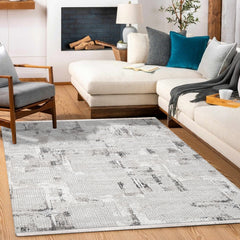 Wynter Gri Beyaz Modern Polyester Makine Halısı