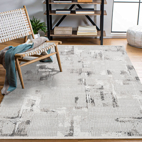 Wynter Gri Beyaz Modern Polyester Makine Halısı