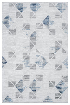 Ailani Gri Geometrik Polyester Makine Halısı