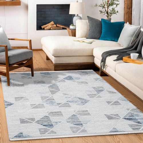Ailani Gri Geometrik Polyester Makine Halısı
