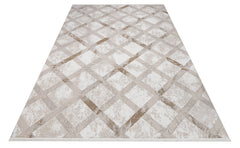 Jazlyn Krem Geometrik Polyester Makine Halısı