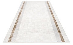 Nola Krem Kahverengi Çerçeveli Polyester Makine Halısı