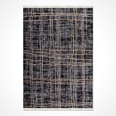 Siyah Modern Mikropolyester Makine Halısı