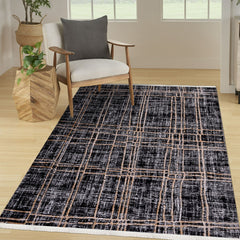 Siyah Modern Mikropolyester Makine Halısı