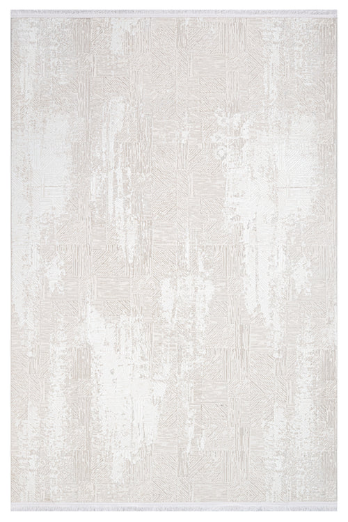 Elora Krem Geometrik Polyester Makine Halısı