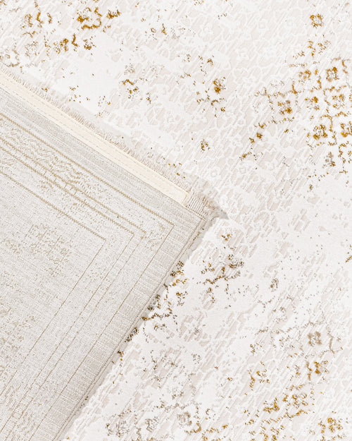 Jazmin Krem Çerçeveli Polyester Makine Halısı