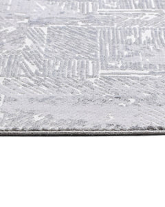 Rosa Beyaz Gri Çizgili Polyester Makine Halısı