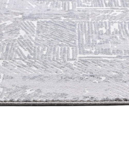 Rosa Beyaz Gri Çizgili Polyester Makine Halısı