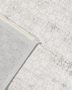 Kinsley Beyaz Çerçeveli Polyester Makine Halısı
