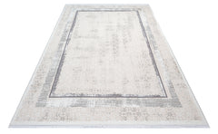Kinsley Beyaz Çerçeveli Polyester Makine Halısı