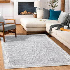 Skylar Gri Çizgili Polyester Makine Halısı