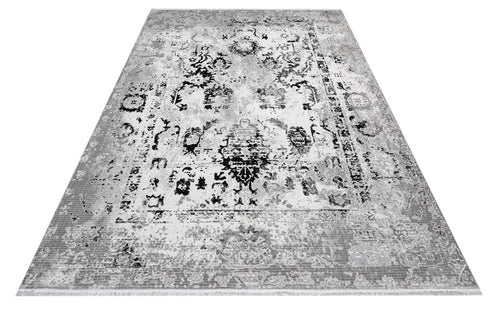 Aeliyah Gri Eskitme Polyester Makine Halısı