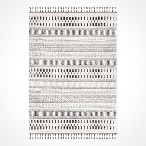 Gri Geometrik Polyester Makine Halısı