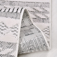 Gri Geometrik Polyester Makine Halısı