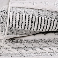 Gri Geometrik Polyester Makine Halısı
