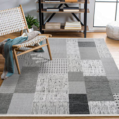Delaneye Gri Patchwork Triko Akrilik Makine Halısı