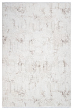 Ivanna Beyaz Modern Polyester Makine Halısı