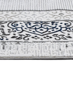 Oaklee Beyaz Çerçeveli Polyester Makine Halısı