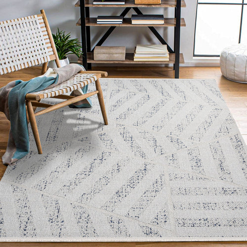 Ivore Bej Geometrik Polyester Makine Halısı
