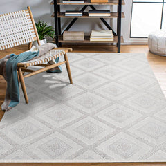 Jet Krem Geometrik Polyester Makine Halısı