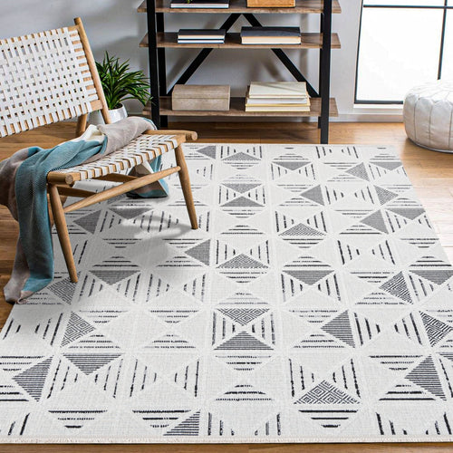 Onyx Krem Geometrik Polyester Makine Alan Halısı