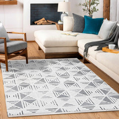 Onyx Krem Geometrik Polyester Makine Alan Halısı