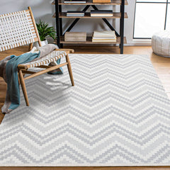 Paprika Gri Geometrik Polyester Makine Alan Halısı